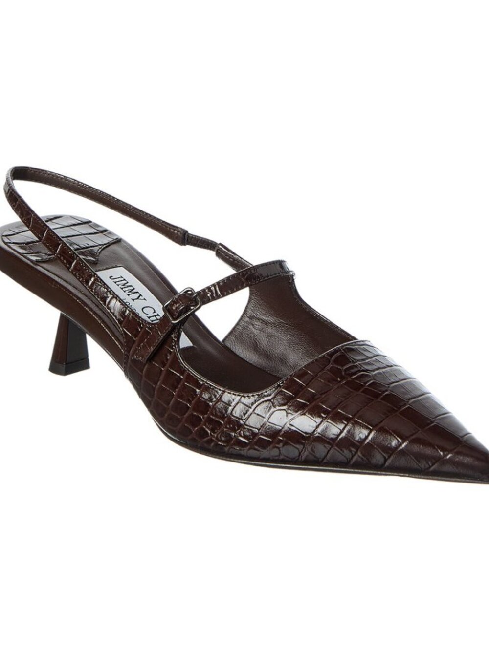 NEW Jimmy Choo Didi 45 Chocolate Croc Mary Jane Slingback Pumps 39.5